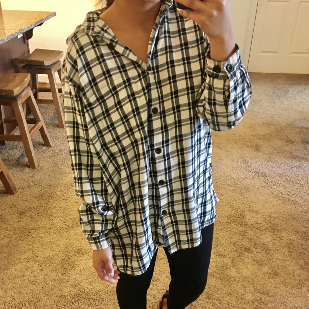 Black and white oversized flannel